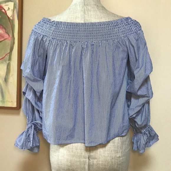 Rebecca Minkoff Off the Shoulder Ruffle Top Blue S - Picture 4 of 8